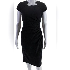 L.K. Bennett Dr. Mira side ruched sheath dress in Sz 4 in Black and White Tweed
